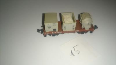 Spur N , ein gebrauchter gut erhaltener Güterwagon mit 3 verschiedenen Aufbauten.  ( Intern  Nr. 15  )